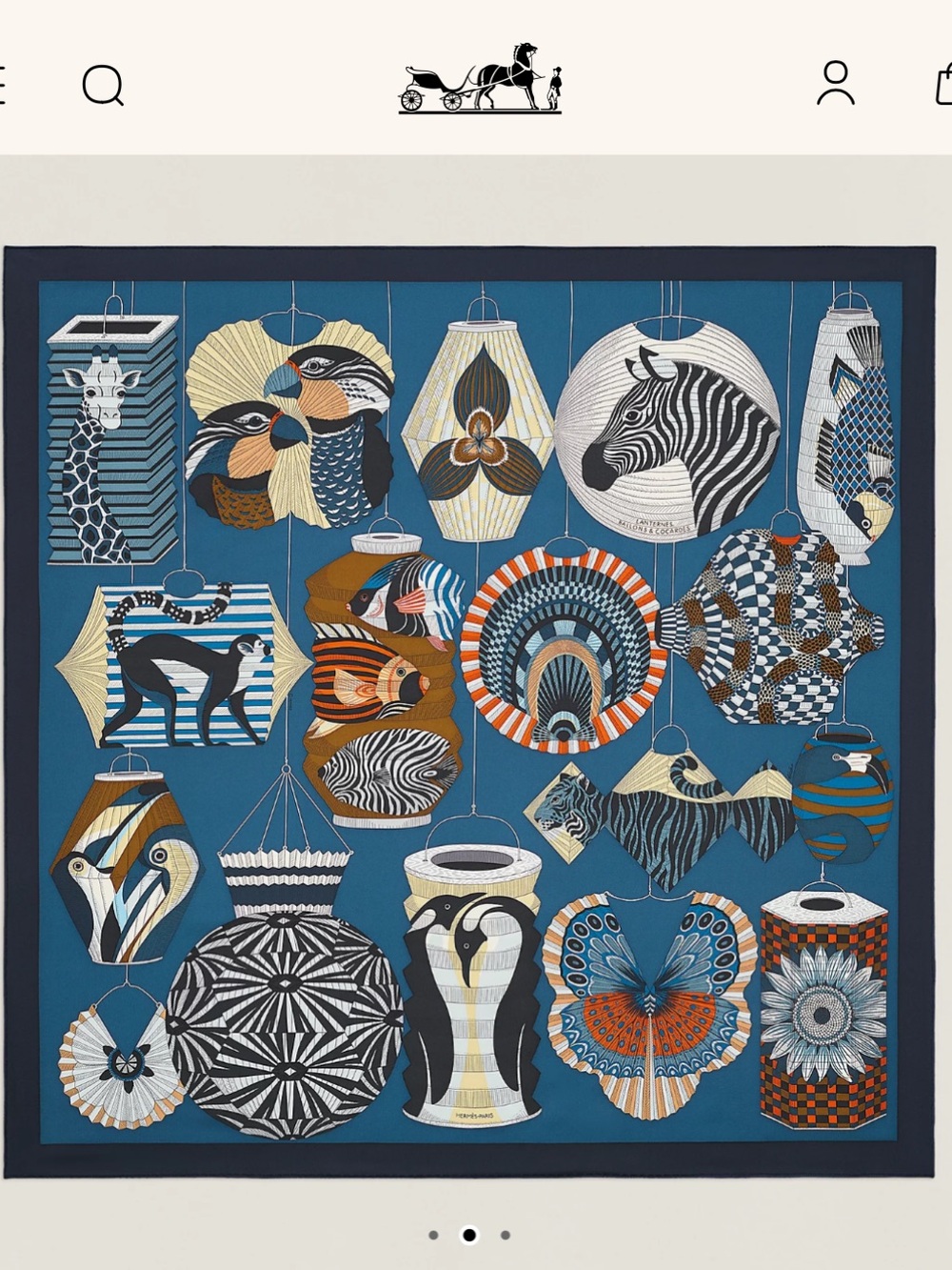 HERMES Scarf Carre 90 Lanterns Balloons